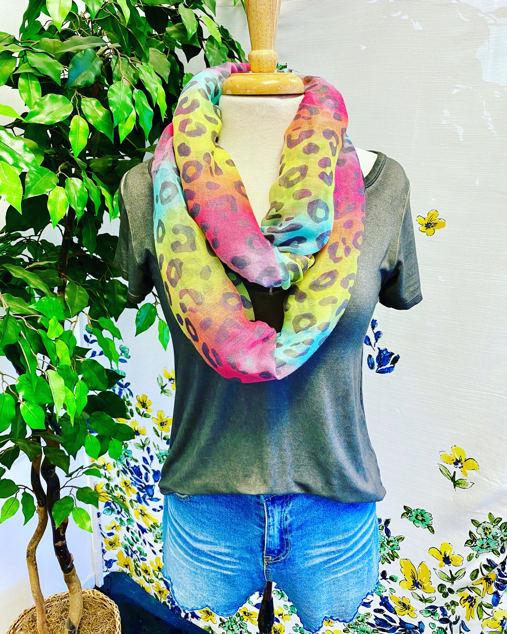 Rainbow Infinity Leopard Scarf