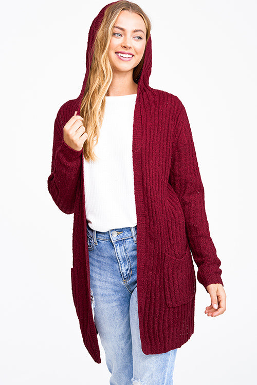 Little Red Hooded Cardi