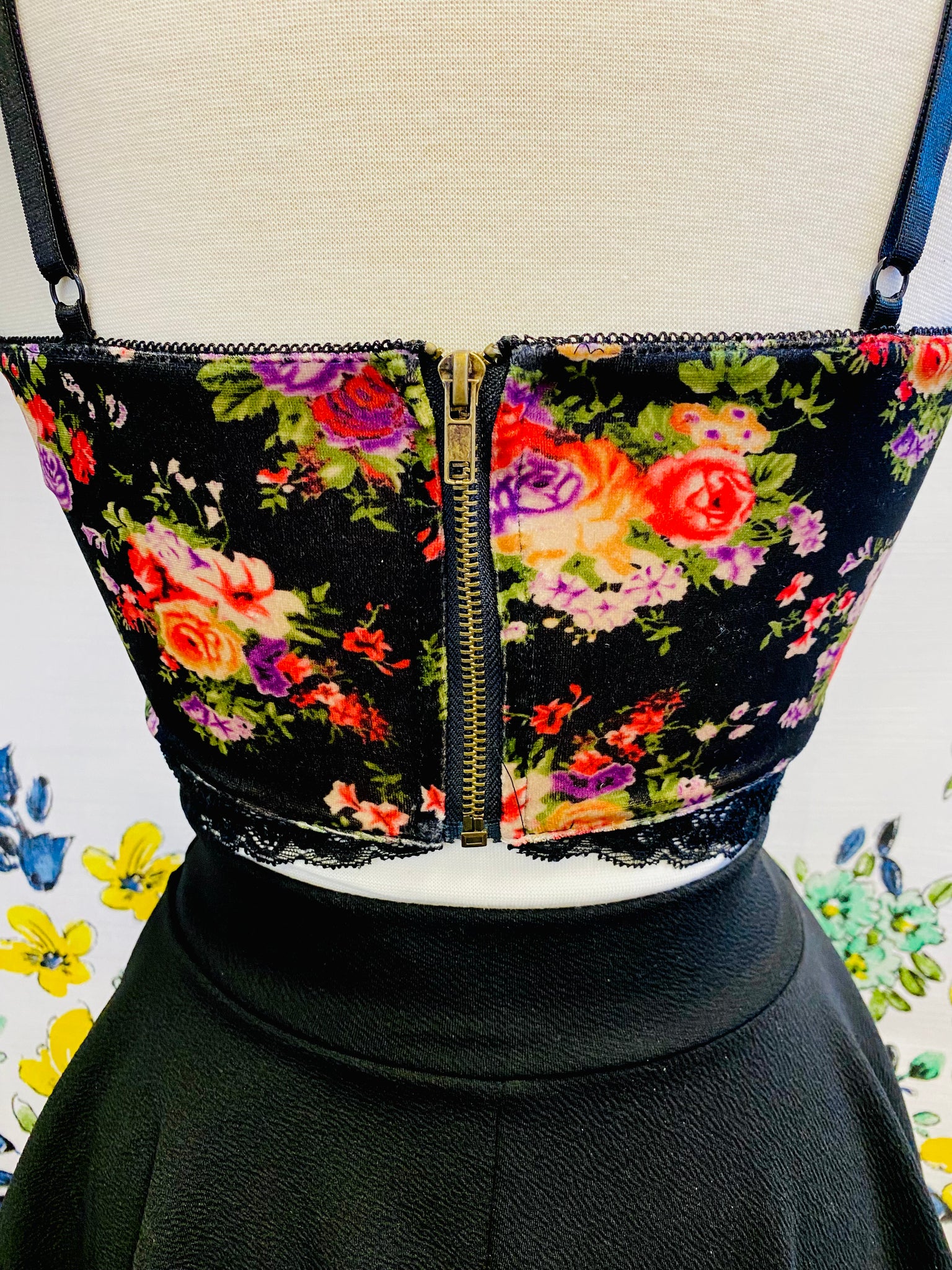 Velvet Floral Bralette