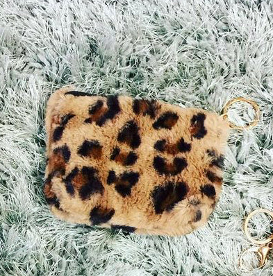 Fuzzy Leopard Coin Purse