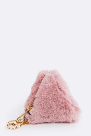 Fuzzy Triangle Pouch Keychain