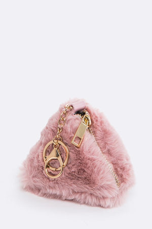 Fuzzy Triangle Pouch Keychain